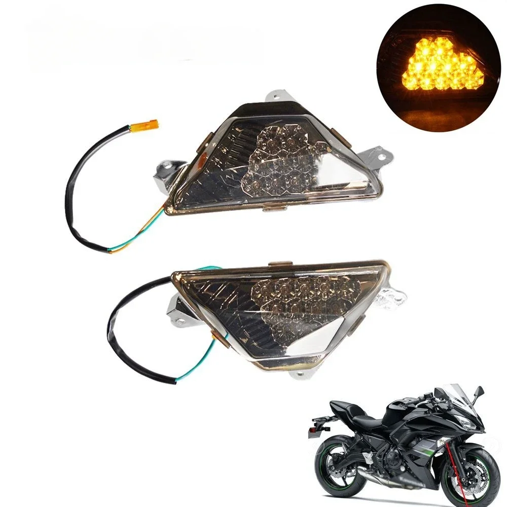 

Пара передних светодиодных индикаторов поворота мотоцикла для KAWASAKI NINJA 250 300 400 650 SX ZX6R Z1000SX, световая лампа, цвет серый