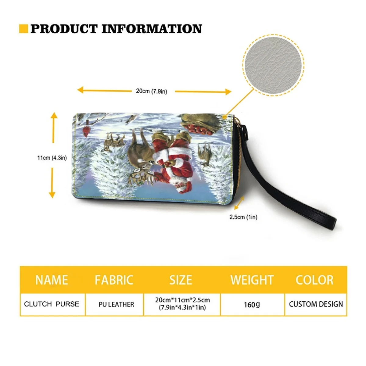 Belidome The lovely Santa Claus Print Wallets for Womens RFID Blocking Leather Card Holder Clutch Bags Around Zip Long Purse