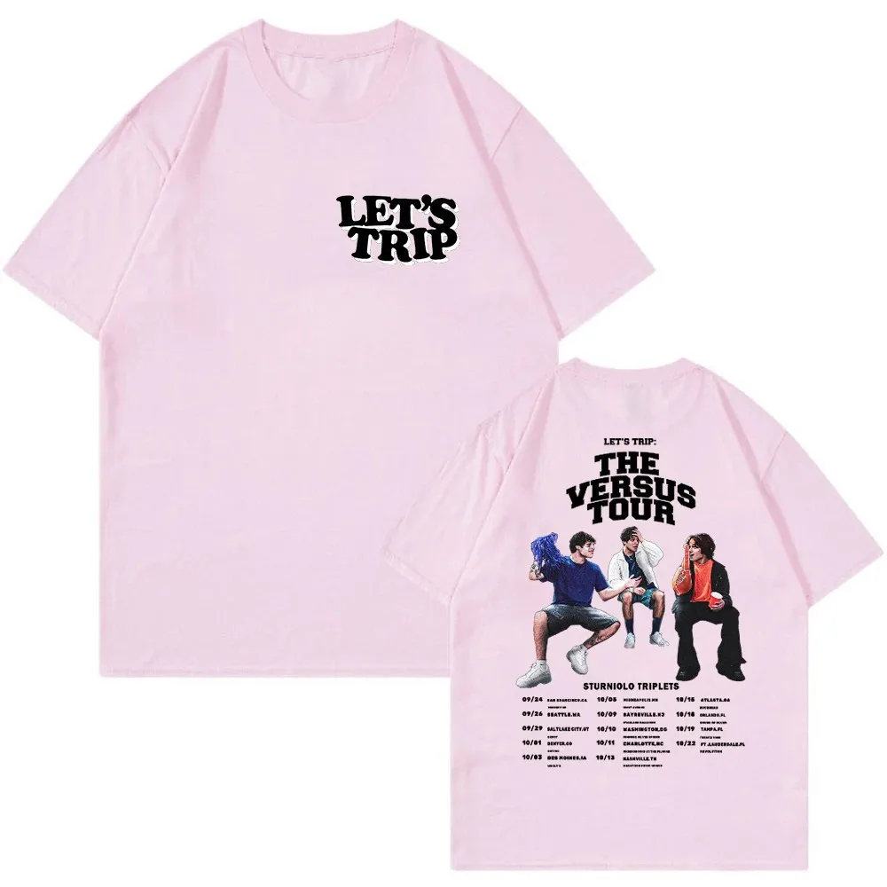 Sturniolo Triplets Merch Let\'s Trip 2023 The Versus Tour T-shirt Girocollo Manica corta Streetwear Uomo Donna Tee Abiti di moda