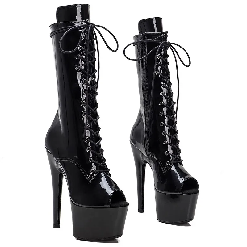 

LAIJIANJINXIA New 17CM/7inches PU Upper Modern Pole Dance Shoes High Heel Platform Sexy Nightclub Women's Ankle Boots 093