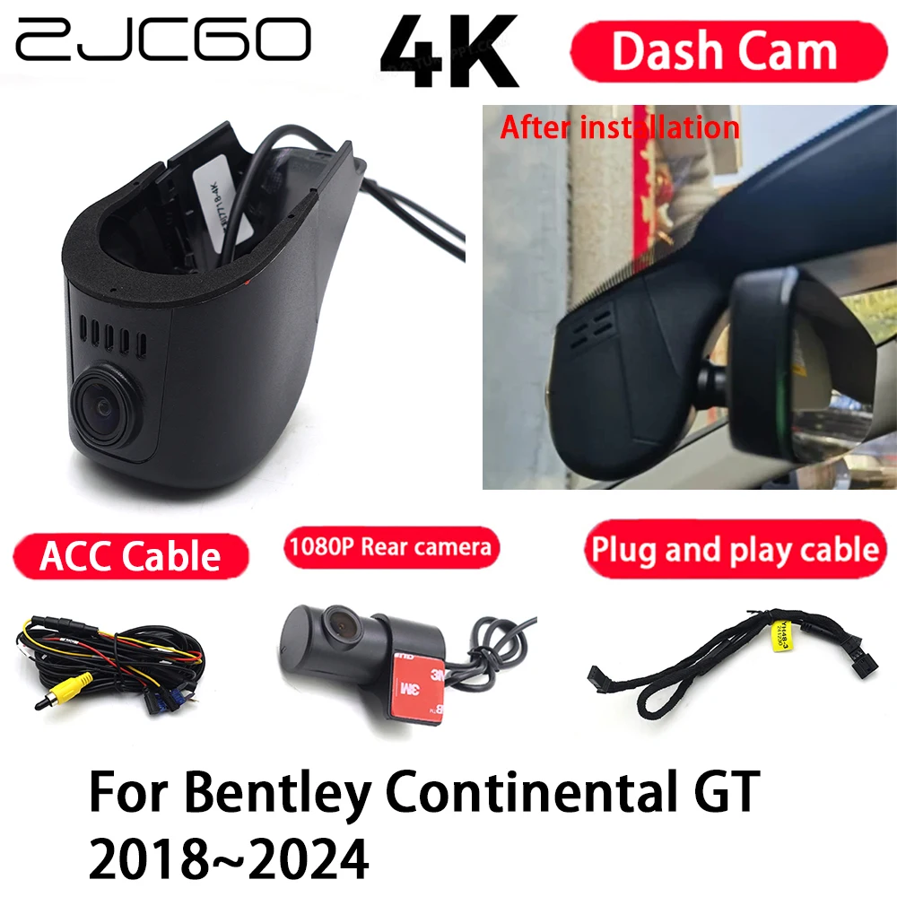 Cámara de coche 4K Plug and Play Dash Cam grabadora de vídeo visión nocturna para Bentley Continental GT 2018-2024