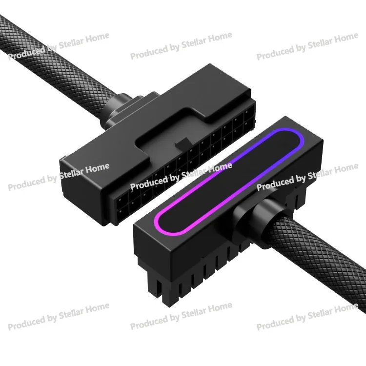 ATX24PIN Side Bend 90 ° Shenguang Synchronous Extension Cable AIJS First-line Connection, Regulated Power Supply ARGB High Gauge