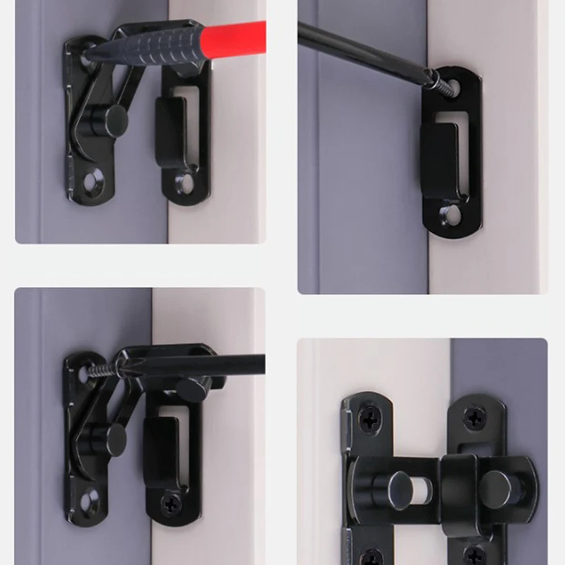 Door Lock Guard Latch Bolt 90 180 Degree Stainless Steel Toggle Latch Sliding barn Door Lock Black Iron Right Angle barn Lock