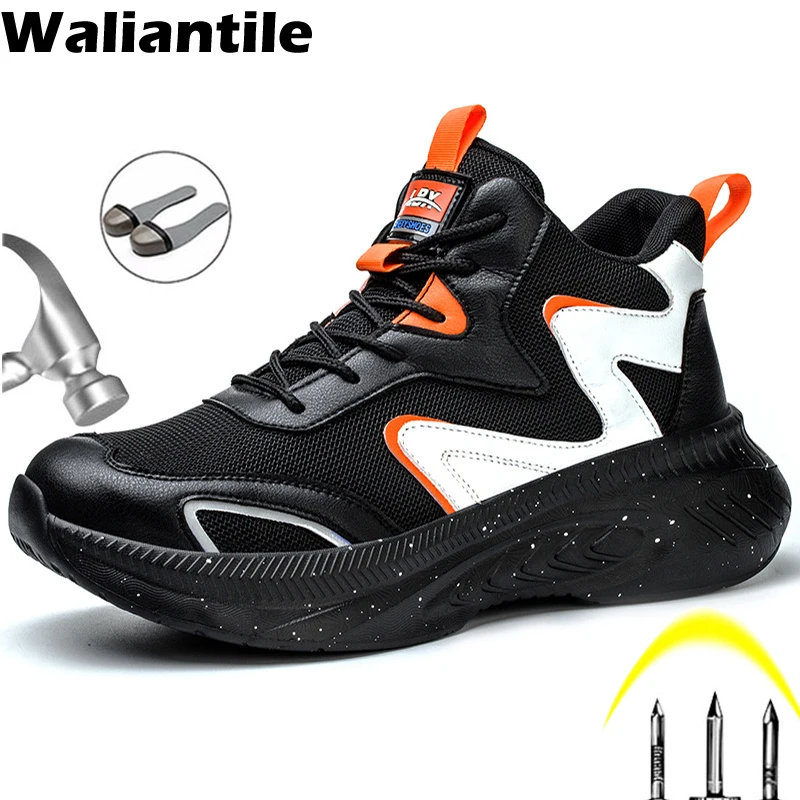 

Waliantile New Men Work Safety Boots For Puncture Proof industrial Working Shoes Anti-smashing Steel Toe Indestructible Sneakers