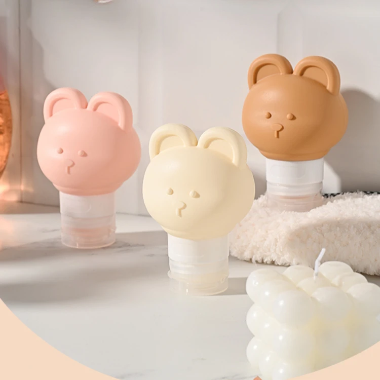 

80ml Cartoon Bear Silicone Lotion Dispenser Bottle Portable Travel Empty Pump Bottle Shampoo Dispenser Refillable Bottles 실리콘용기