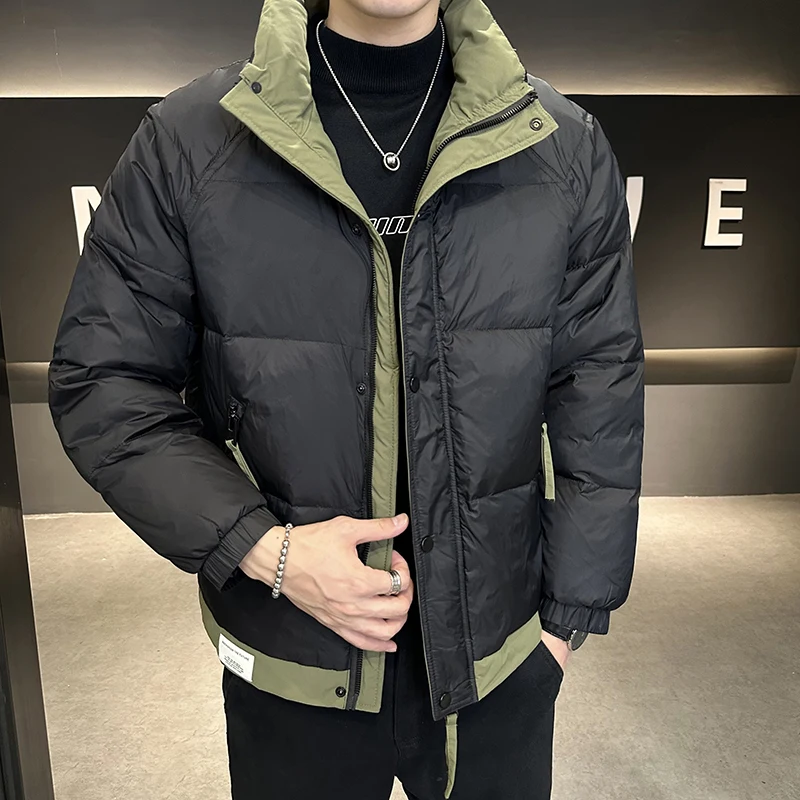 

Casual 2024 Autumn Winter Men's Windproof Duck Down Jackets Outwear Stand Collar Warm Puffer Coat Solid Loose Down Garment Parka