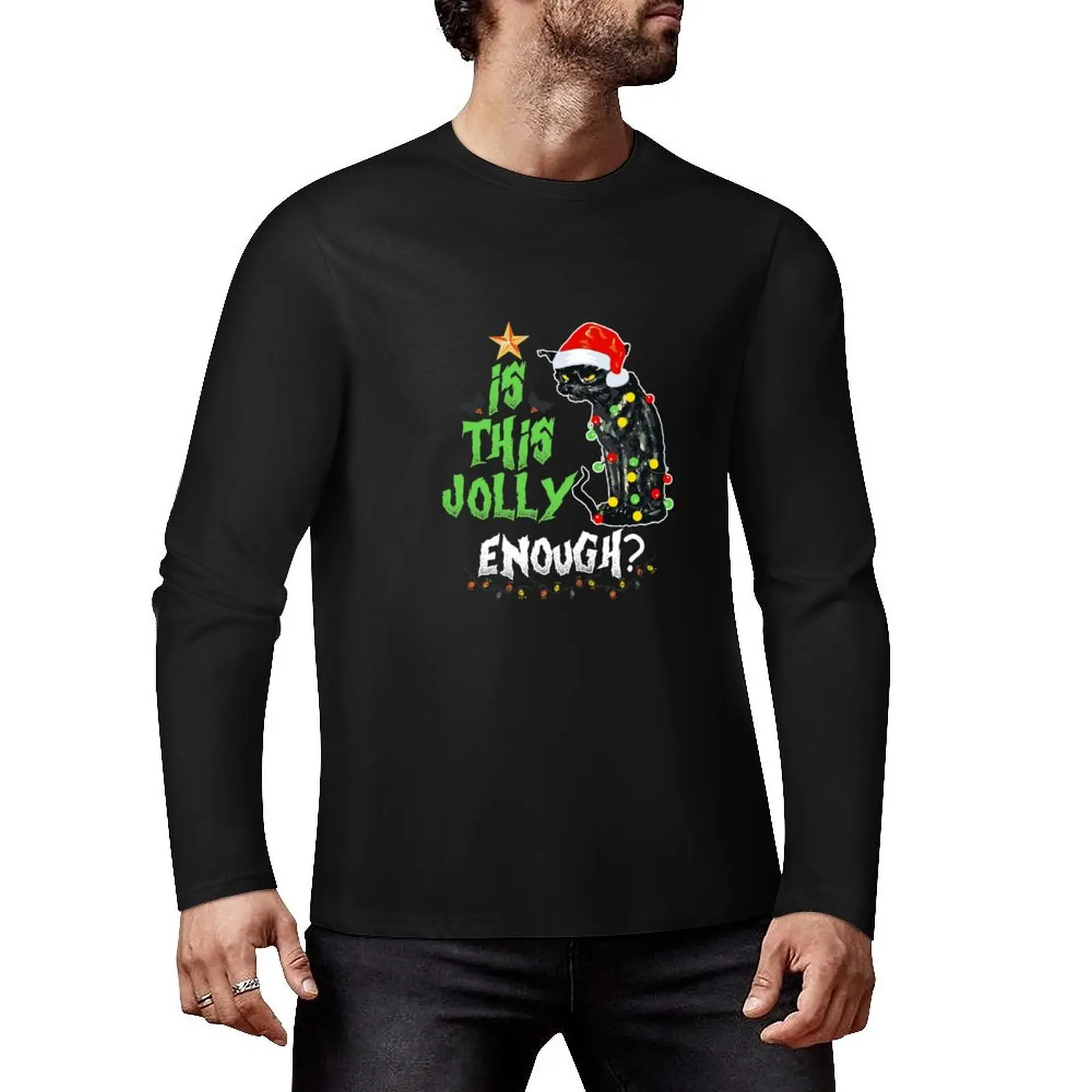 Halloween Is This Jolly Enough Noel Cat Merry Christmas Long T-Shirt graphic t shirt anime clothes man clothes mens t shirts