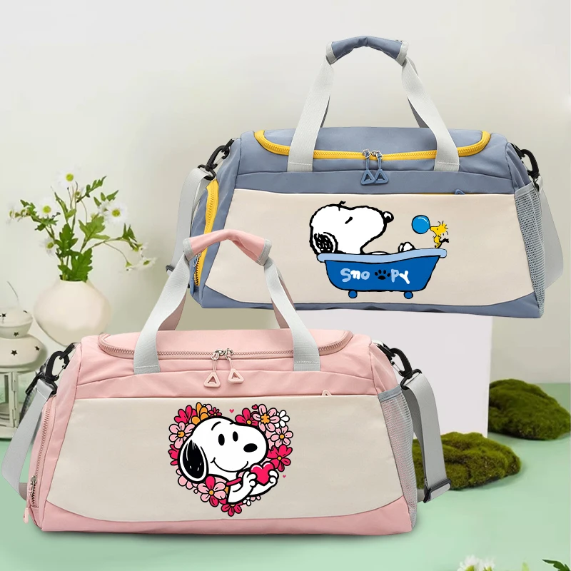 

Anime Snoopys Large Capacity Luggage Bag Men Women Cartoon Fashion Travel Bags Fitness Swimming Portable Good-looking Handbag