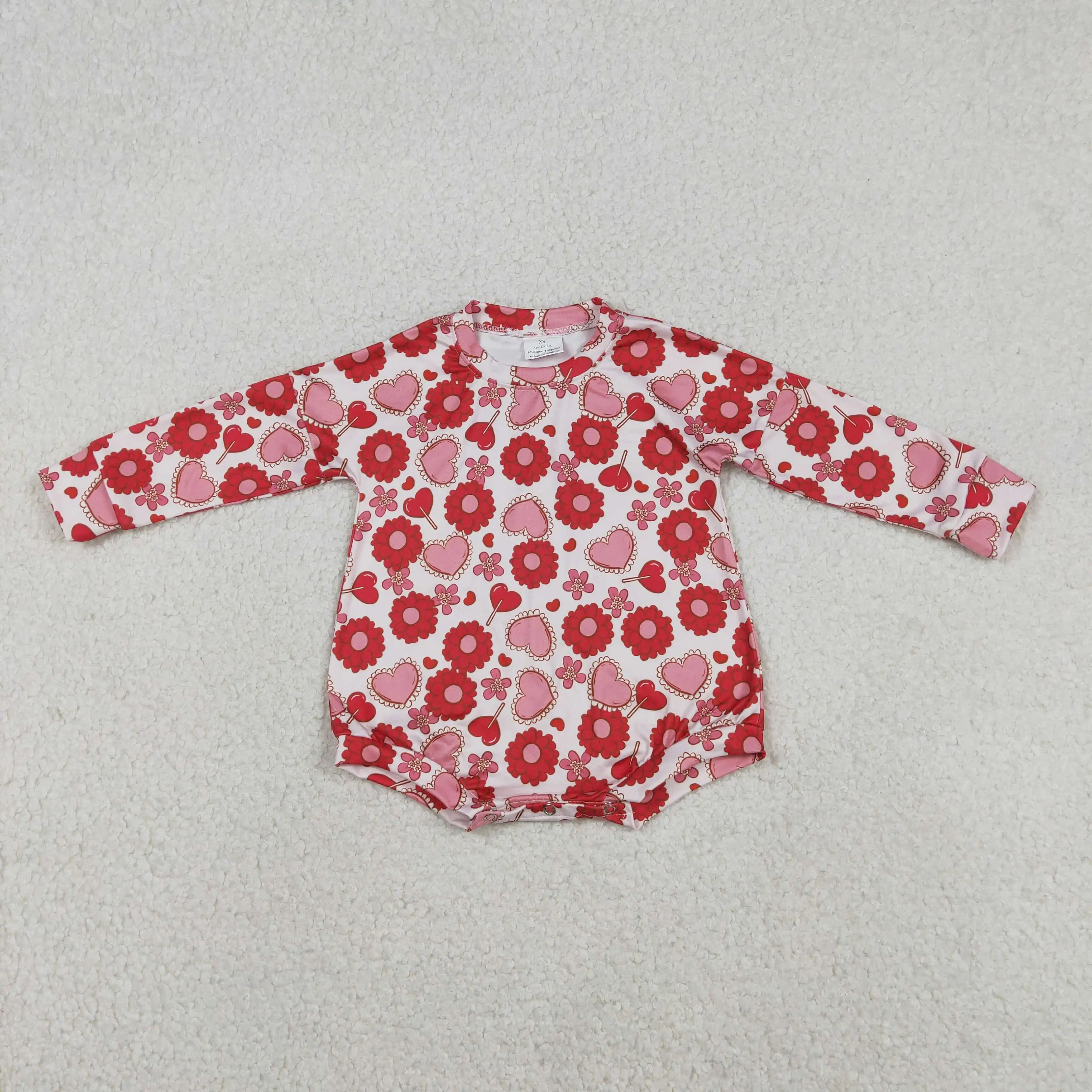 

X12.27 LR2758 Новый комбинезон для маленьких девочек на День святого Валентина, комбинезон с длинными рукавами и леденцом в форме сердца