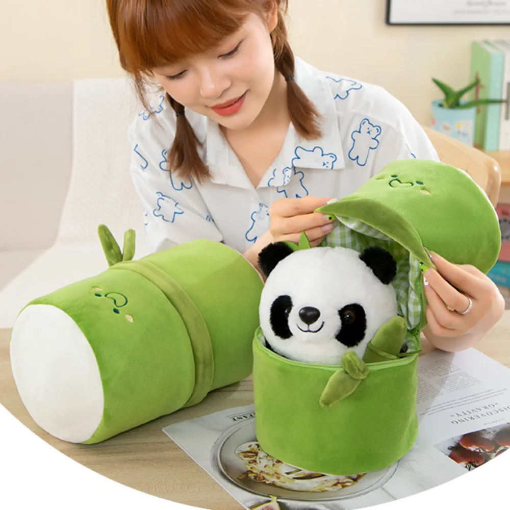 هدية عيد ميلاد الباندا في أنبوب الخيزران الناعم 25 سم وسادة الباندا سوبر لطيف الحيوان الإبداعي #2