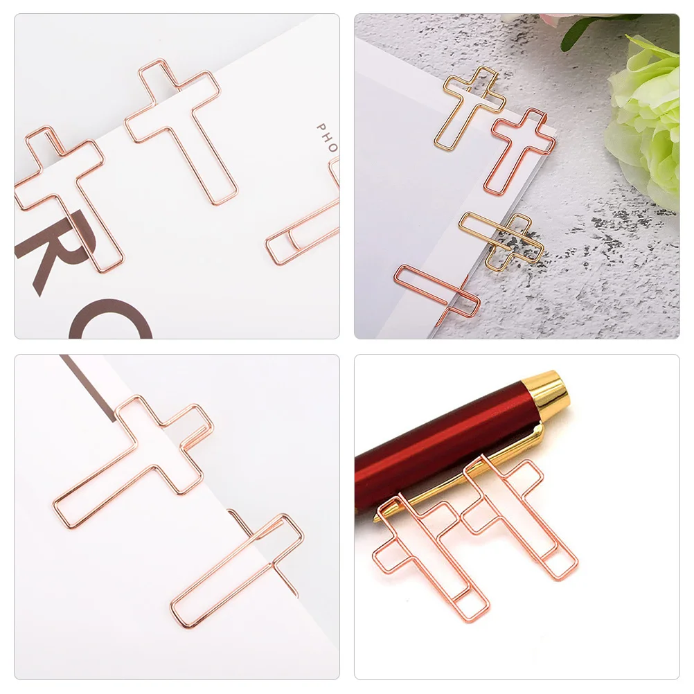 

10Pcs Cross Paper Clips Metal Material Office Study Supplies Document Clips for Sorting Cross Paper Clip