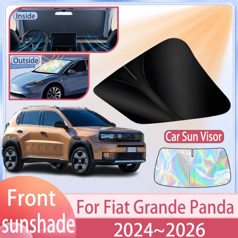

Car Sunshade For Fiat Grande Panda 2024 2025 2026 Front Windshield Sun Visor Cover Anti UV Protection Accessories