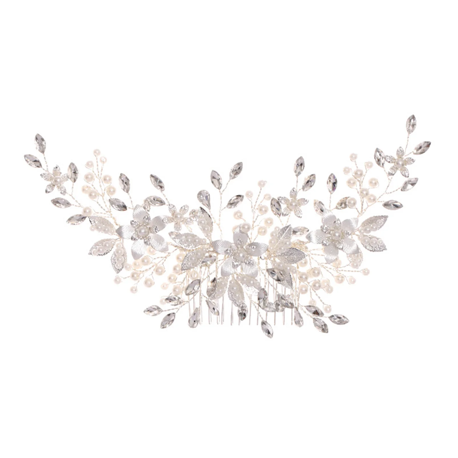 Braut-Haarkamm mit Perlen und Strass Modischer Blumen-Perlen-Haarnadel Hochzeits-Haaraccessoires Maskerade-Bankett-Haarschmuck – Detail 8