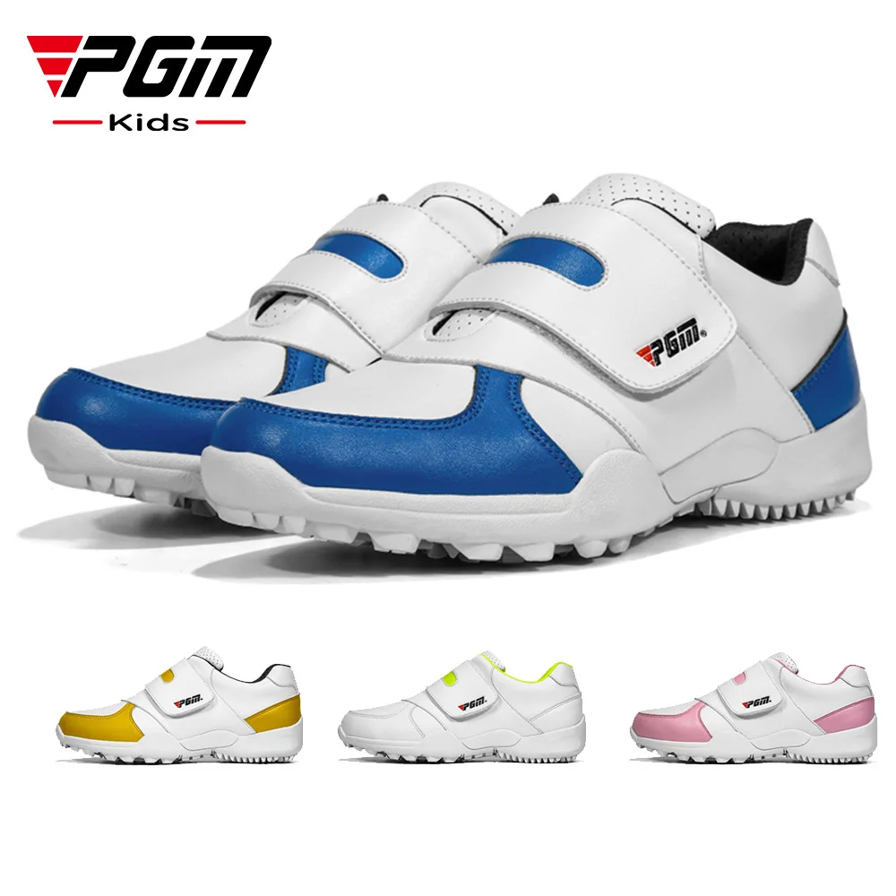 PGM Kids Golf Shoes Non Slip Rubber Sole Breathable Ultra Fiber Leather Multi Colors for Boys Girls