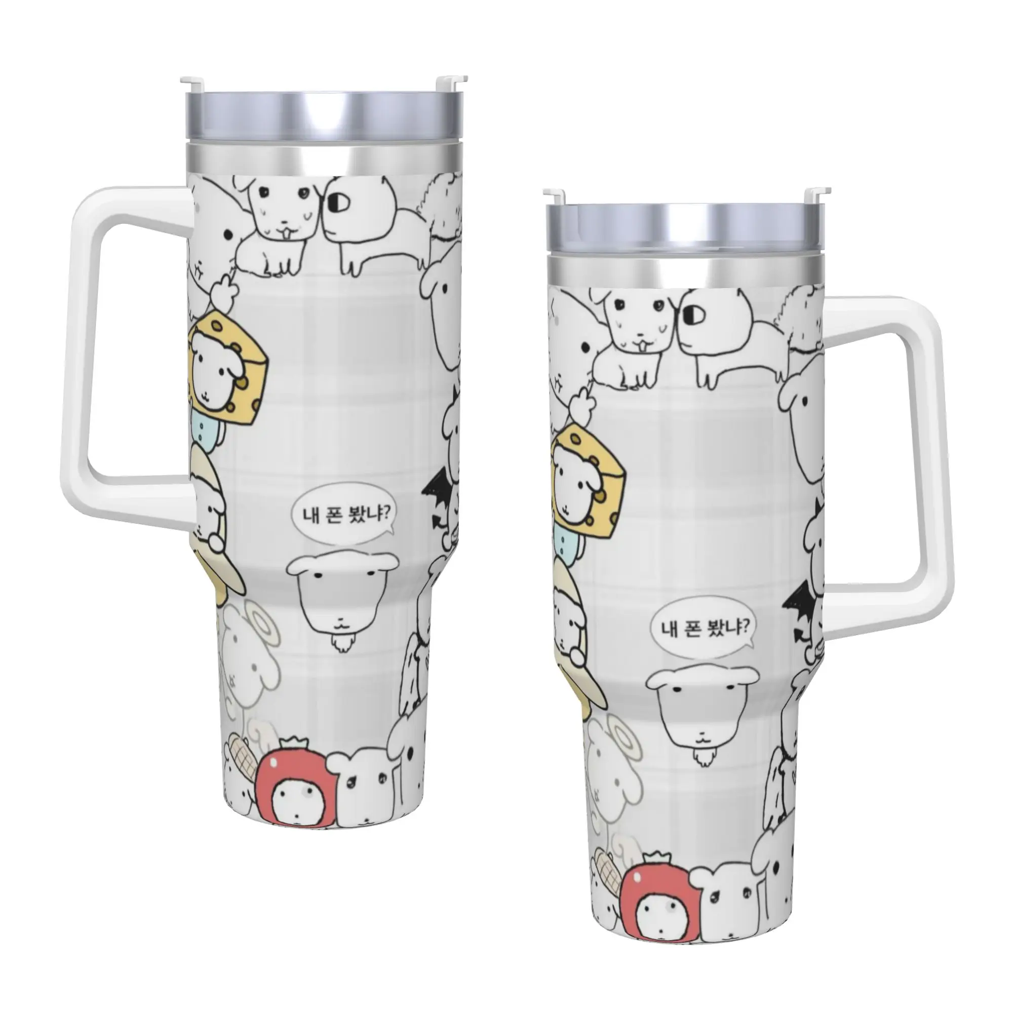 Cute GANADI Stainless Steel Tumbler  Camping Mugs Cup Large Capacity Thermal Cups Leakproof Cold and Hot Milk Tea Water Bottle