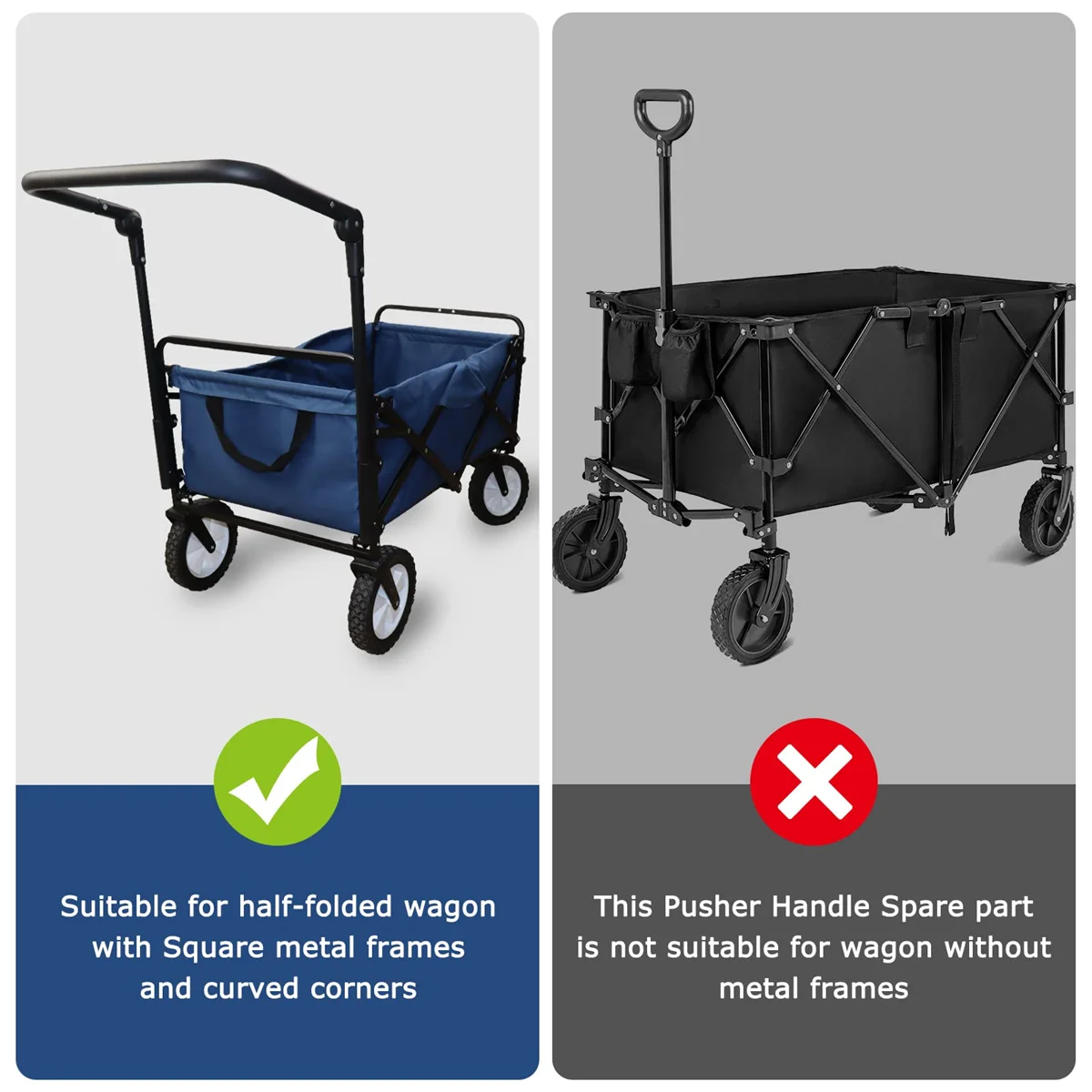 Foldable Folding Cart Push Handle Extendable Cart Trolley Handle Accessories Wagon Cart Equipment