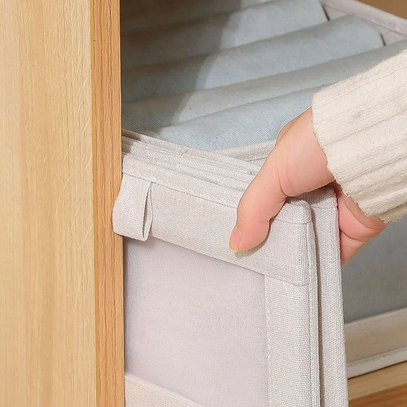 Japanese Cotton Linen Clothes Storage Box Household Drawer Type Fabric Belt Window Storage Box Foldable Wardrobe Storage 1PC