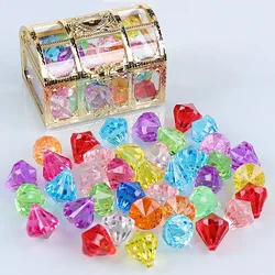 Crianças diamante gem brinquedo imitação de cristal menina de plástico acrílico sete cores princesa castelo tesouro baú tesouro