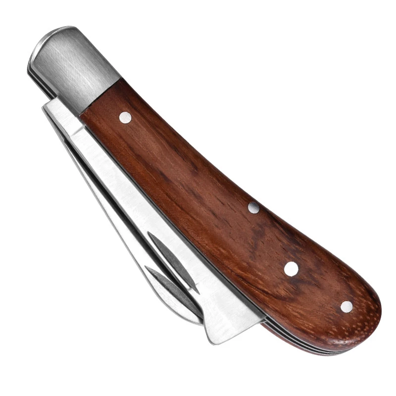 Garden Grafting Knife Stainless Steel Mushroom Electrician Folding Pocket Knife Hand Tools Wooden Handle Camping Gadgets