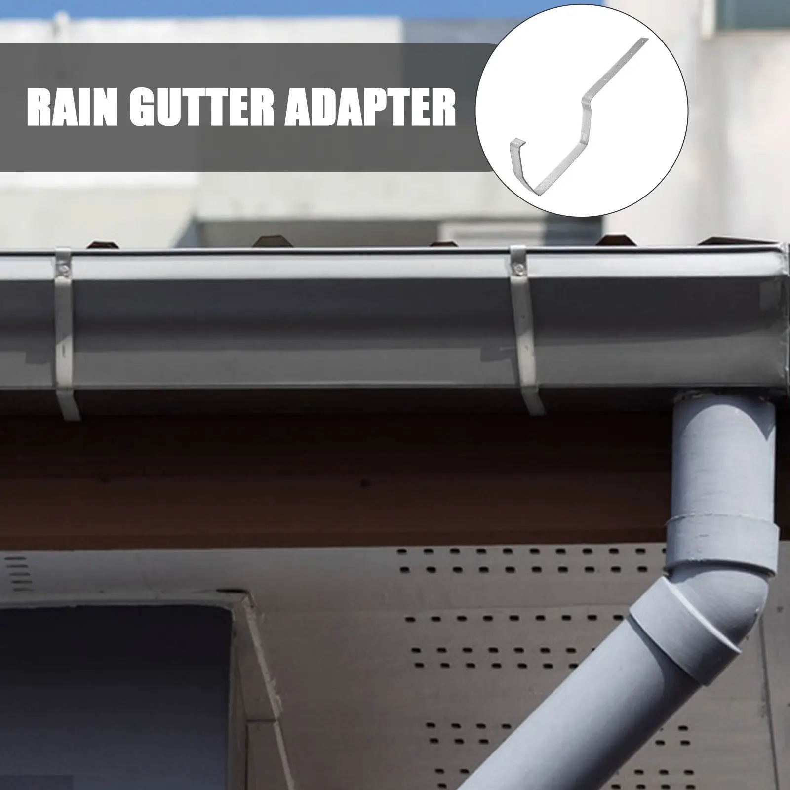 

2Pcs Silver Gutter Bracket Rain Gutter Holder Heavy Duty Rack for Downspout Support Outdoor Roof Gutters Hardware Accessories