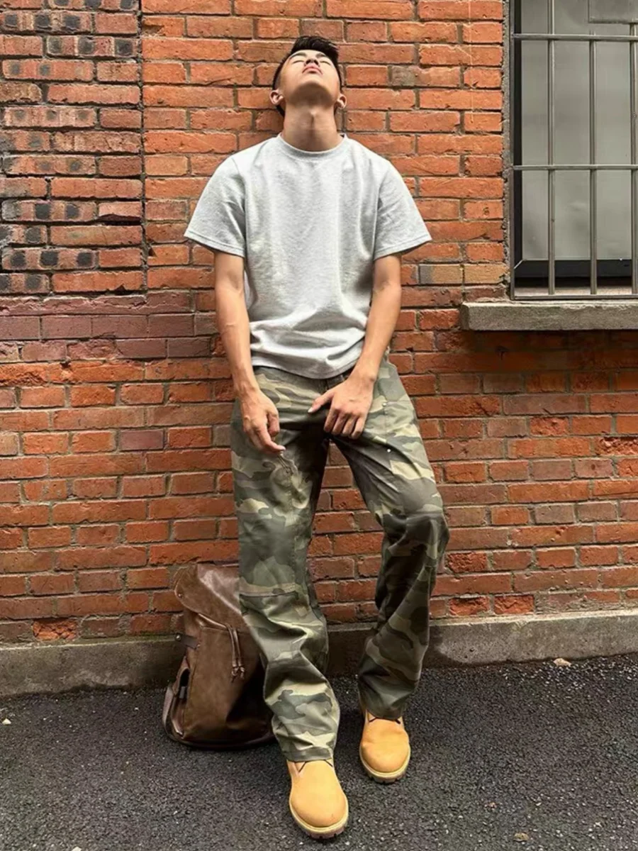 

American High Street Camouflage Logging Work Pants Men CleanFit Hip Hop Vibe Outdoor Functional Long Trousers Casual Pants