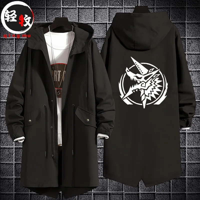 

Monster Spring Autumn Winter ex Hooded Jaet Mid-Length Windbreaker Cotton Coat Trendy Brand Outerwear Windbreaker