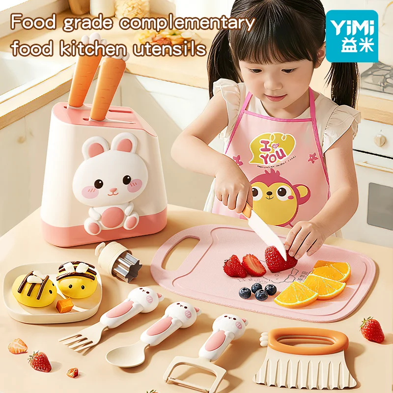 

Набор ножей для малышей, 16 шт., детские ножи для настоящего приготовления пищи, набор детских кухонных ножей Монтессори с разделочной доской, морщинистые резаки для детей