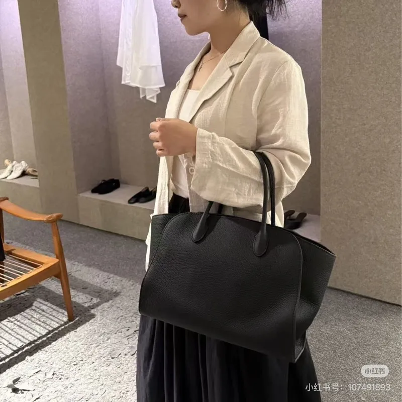 Genuine Cowhide Leather Tote Bag Structured Handbag With Zipper For Women Office Work Ample Storage Space