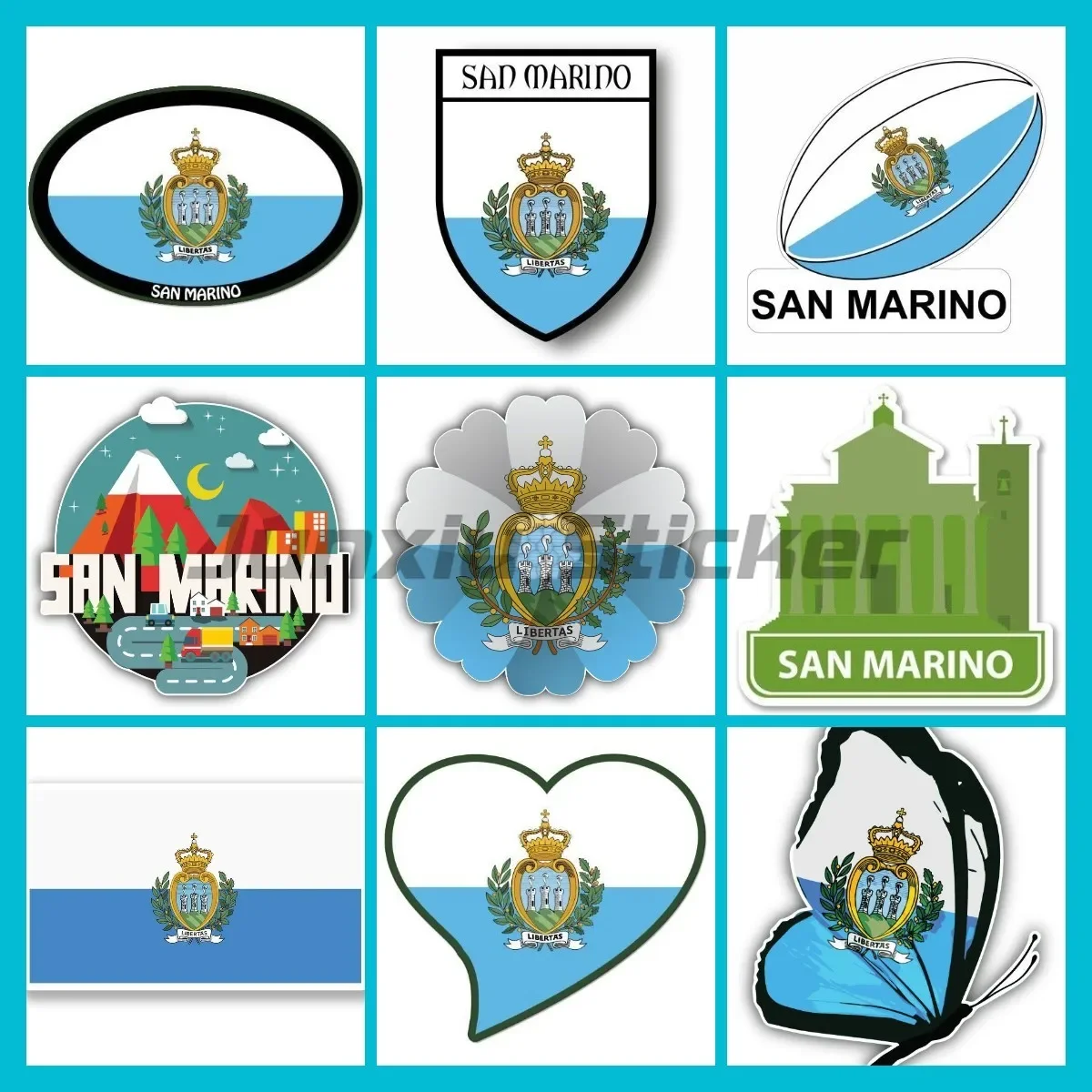 

San Marino Personality Stickers Helmet Vinyl Car Window Laptop Wall Room Door Car Motorcycle Decals Customizable