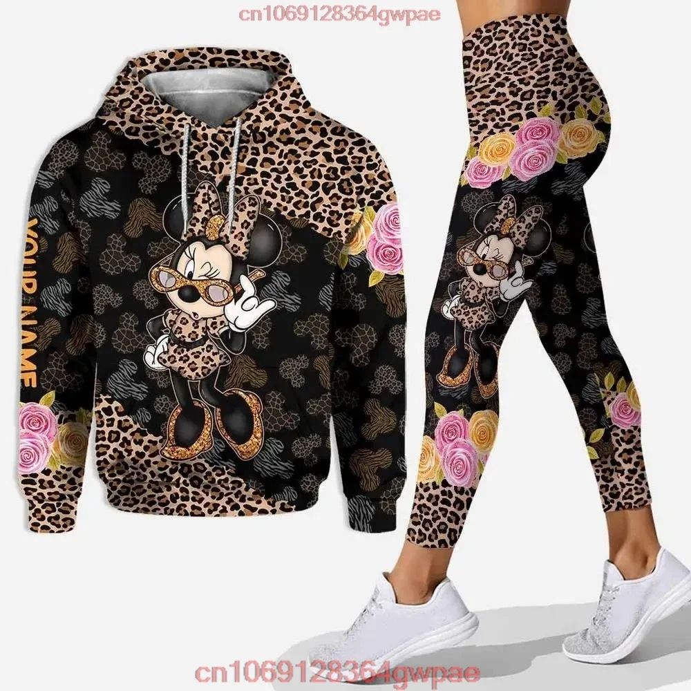 Minnie Hoodie Women's Hoodie Leggings Set Minnie Yoga Pants Sweatpants Womens Disney Yoga Hoodie Leggings Fashion Tracksuit