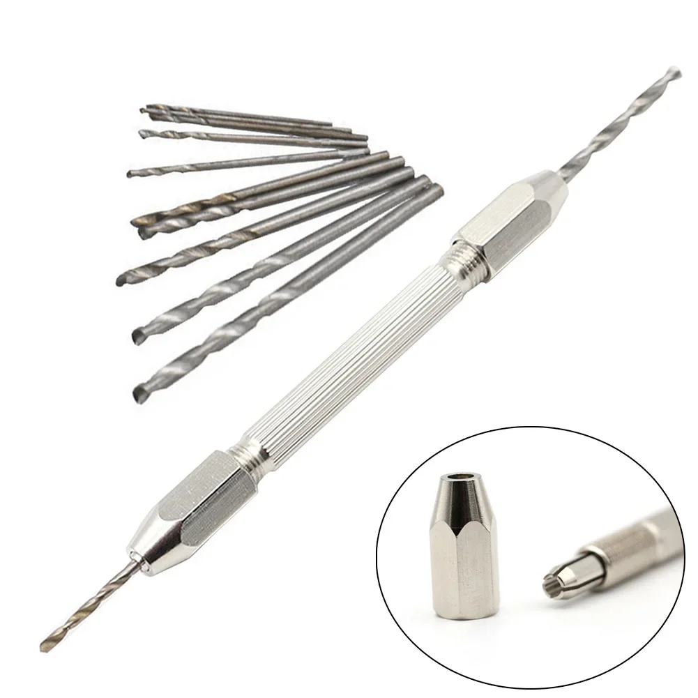 Drill Bits Kit Hand Chucks Set PCB Plastic Ambers Jewelry Watchmaking 0.5-3.2mm Clamping Range 103*10mm Copper