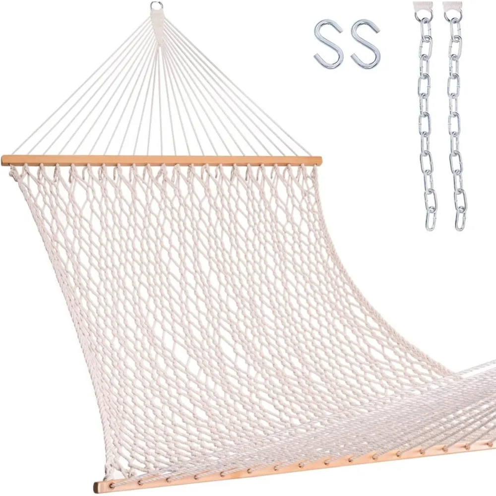 

Lazy Daze Hammocks 12FT Double Rope Hammocks, Hand Woven Cotton Hammock with Spreader Bar for Outdoor, Indoor, Patio Yard