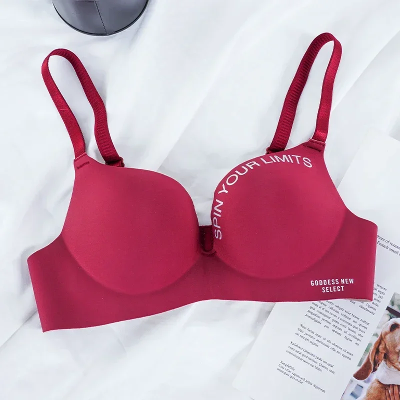 Women Seamless Bra Sexy Push Up Bralette Underwear Wireless Female Lingerie Fashion Letter Pattern Bras Three Quarters(3/4 Cup)