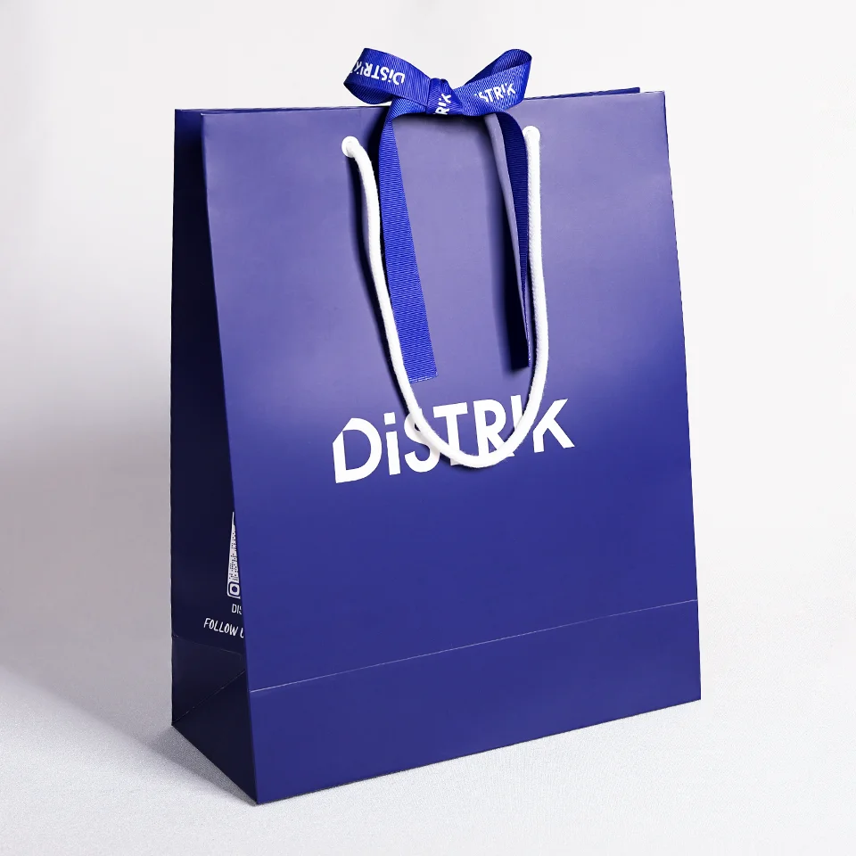 Customized logo printing luxury high-end deep blue paper jewelry clothing packaging gift shopping bag