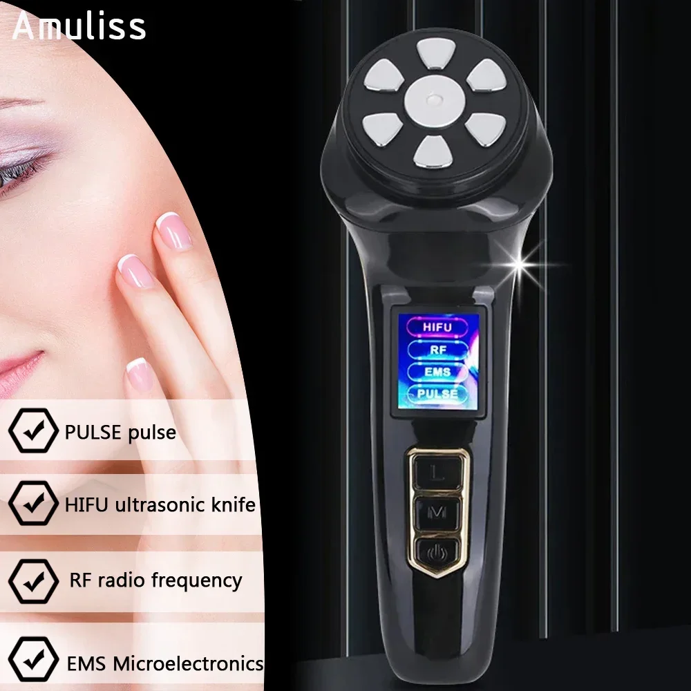 2025 Amuliss Professional Mini Home Ems Rf Facial Lifting Pulse Neck Face Beauty Ems Led Facial Massager Device Hifu For Women