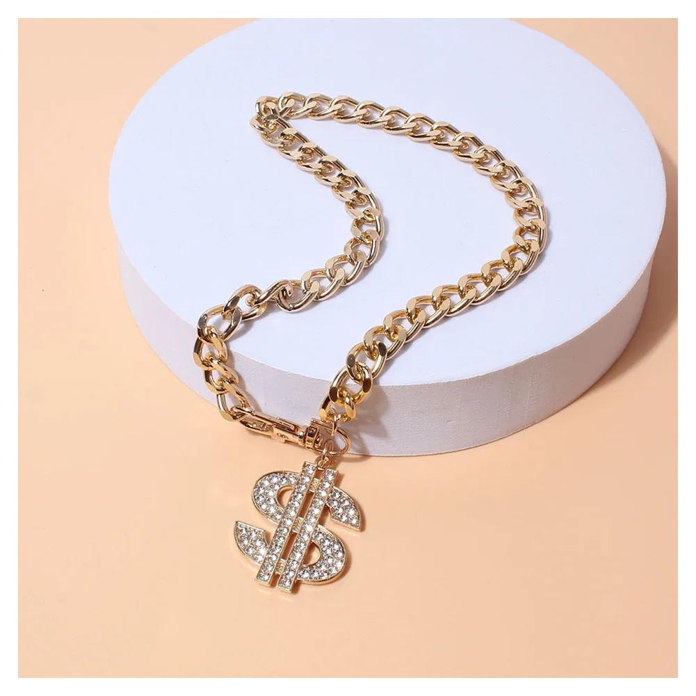 Luxury Dog Collar Necklace for Small Medium Dogs Dollar Sign Pendants Hip Hop Gold/Silver Plated Chain Jewelry Pet Accessories