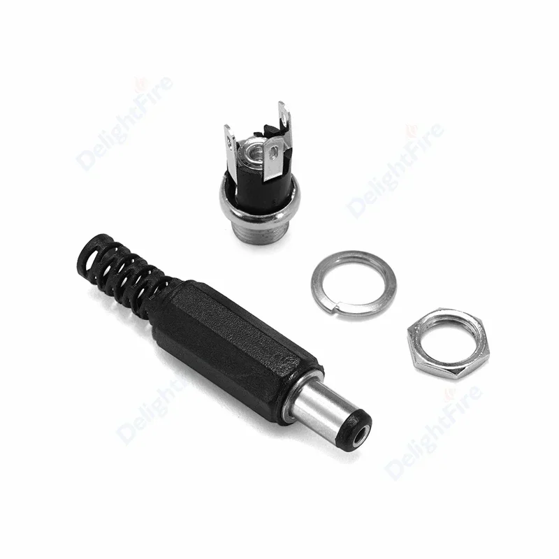 5.5*2.1mm Presa di Alimentazione DC Femmina Maschio Martinetti Spina di Montaggio Vite Dado 5.5mm 5V 9V DC Adattatore di Alimentazione Connettori