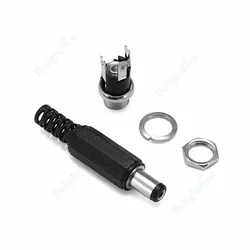 5.5*2.1mm Presa di Alimentazione DC Femmina Maschio Martinetti Spina di Montaggio Vite Dado 5.5mm 5V 9V DC Adattatore di Alimentazione Connettori Per Il Giocattolo Elettronico FAI DA TE