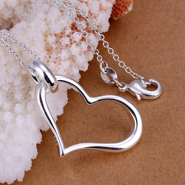 Silver color gorgeous Fashion charming popular exquisite cordate classic models necklace noble luxury silver jewelry P080