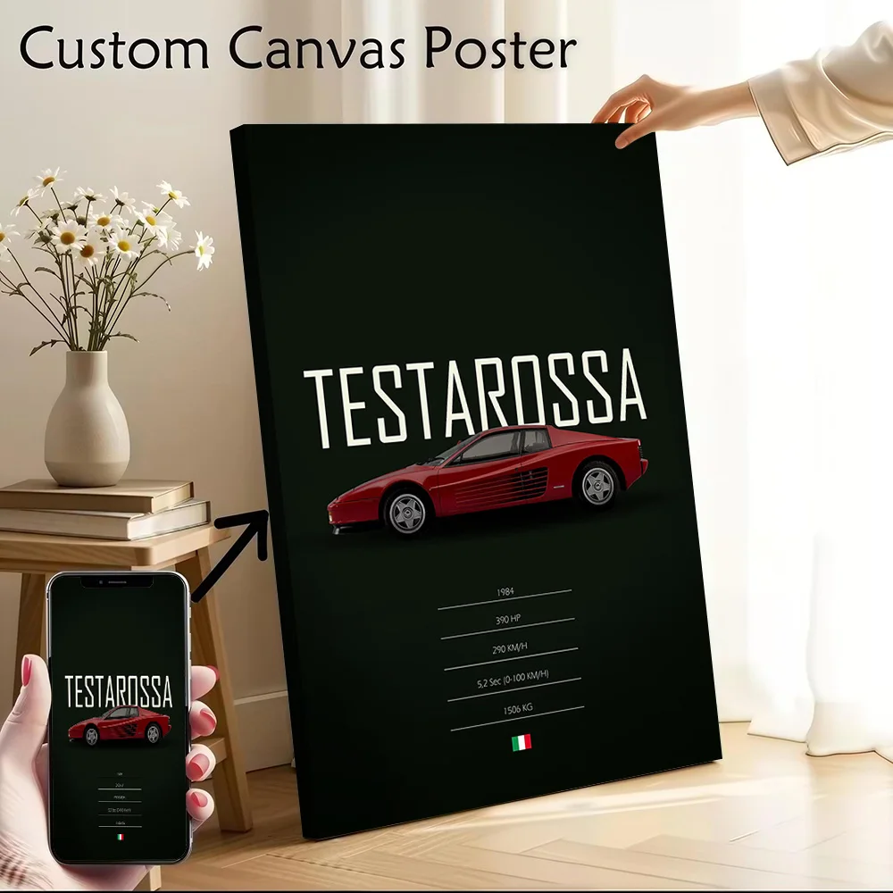 1984 Super Car Testarossa Poster Customizable Printed Canvas Painting for Pictures Wall Art Interior Decoration Room Decorations