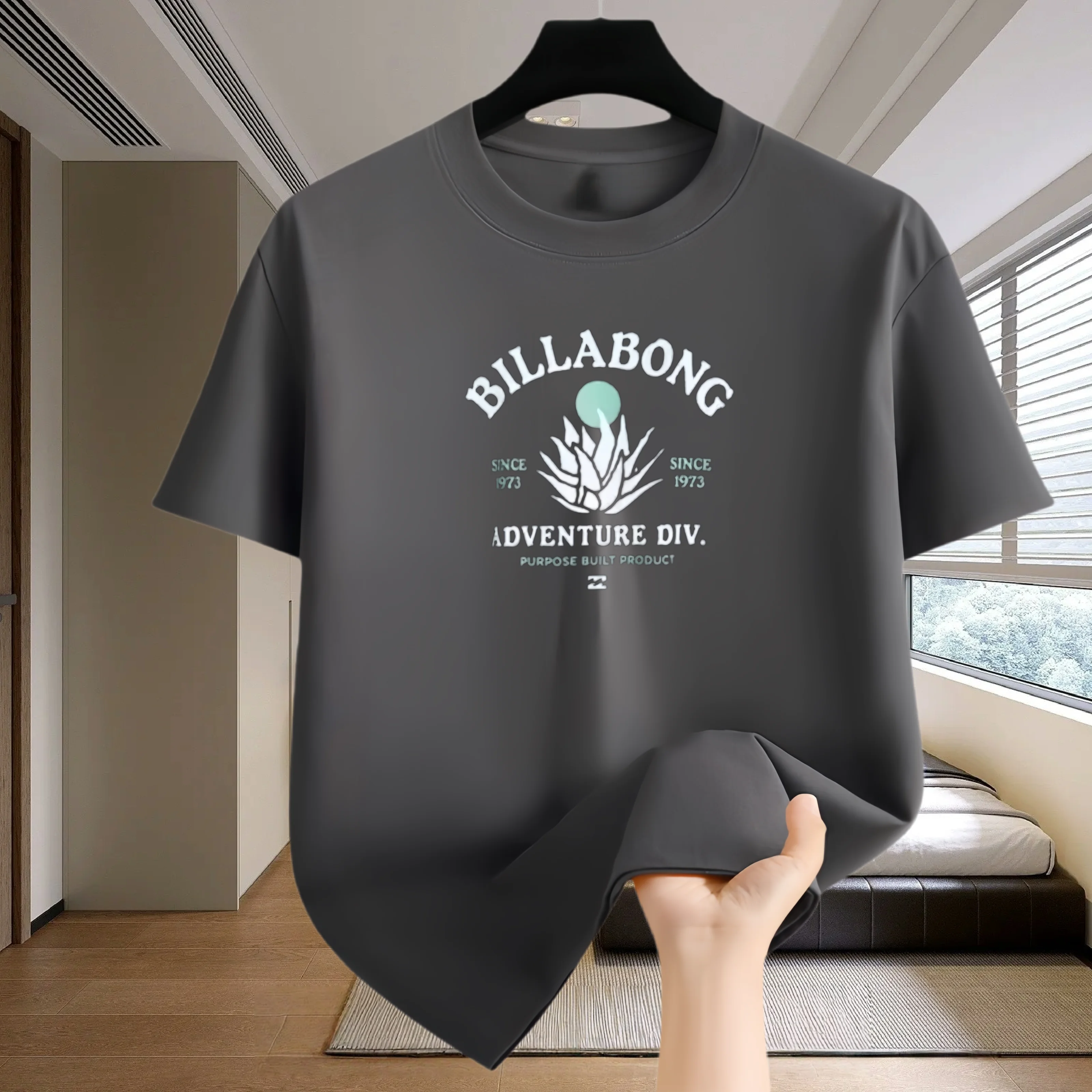 Men's summer sports short-sleeved shirt, men's summer quick-drying sports T-shirt, breathable mesh trendy printed T-shirt