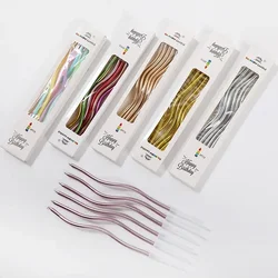 6pcs/box Long Pencil Cake Candle Flowers Kids Birthday Party Wedding Candle Favor Supplies Spiral Candle Cake Decorations