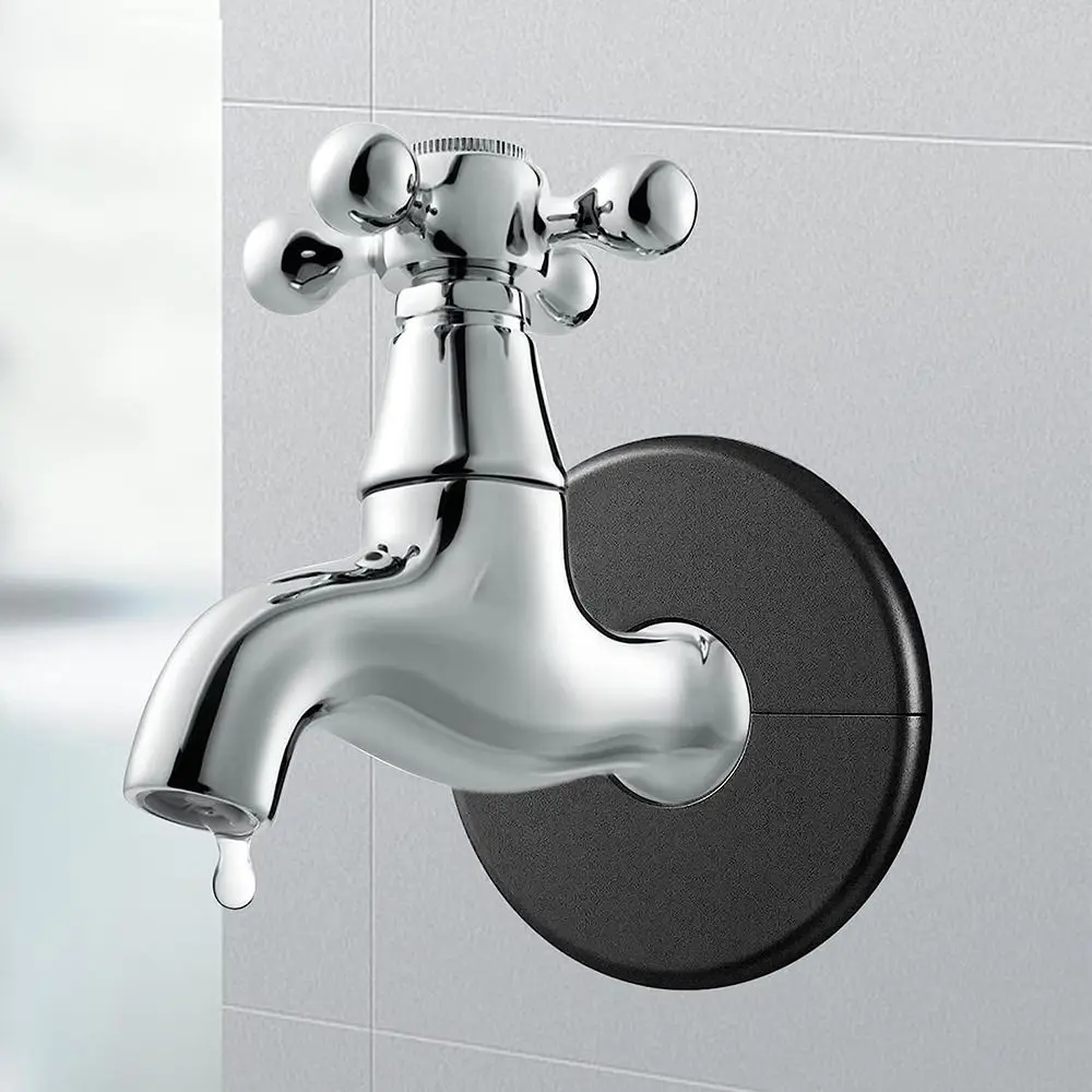 Rodada ABS Decorativa Shower Faucet Cover, Preto e Branco Pipe Wall Covers, Cozinha Acessório