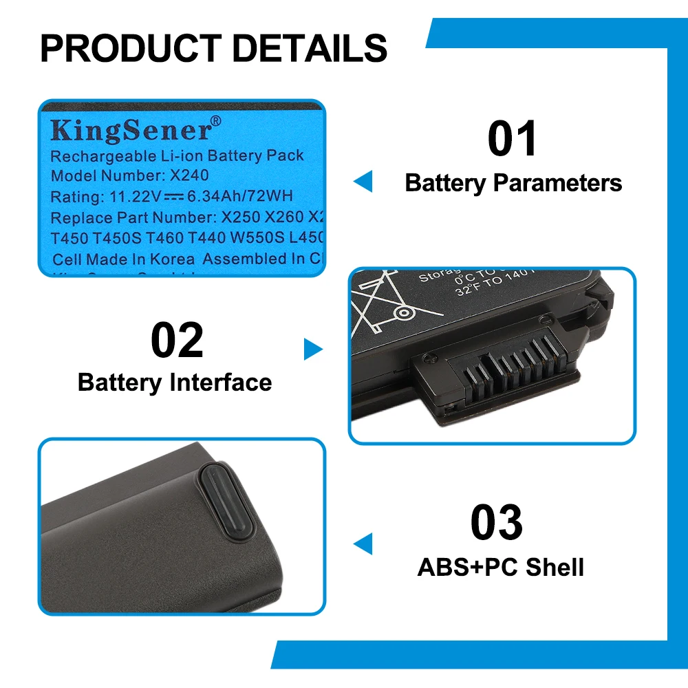 KingSener بطارية الكمبيوتر المحمول لينوفو ثينك باد X240 T440S T440 X250 X260 X270 T450S T460 T450 T450S T550 T560 45N1126 45N1127