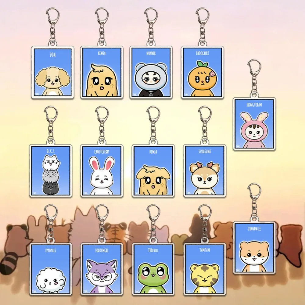 Kpop MINITEEN Cartoon Characters Keychain S.COUPS JEONGHAN JOSHUA JUN HOSHI VERNON DINO Acrylic Pendant Keyring Bag Accessories