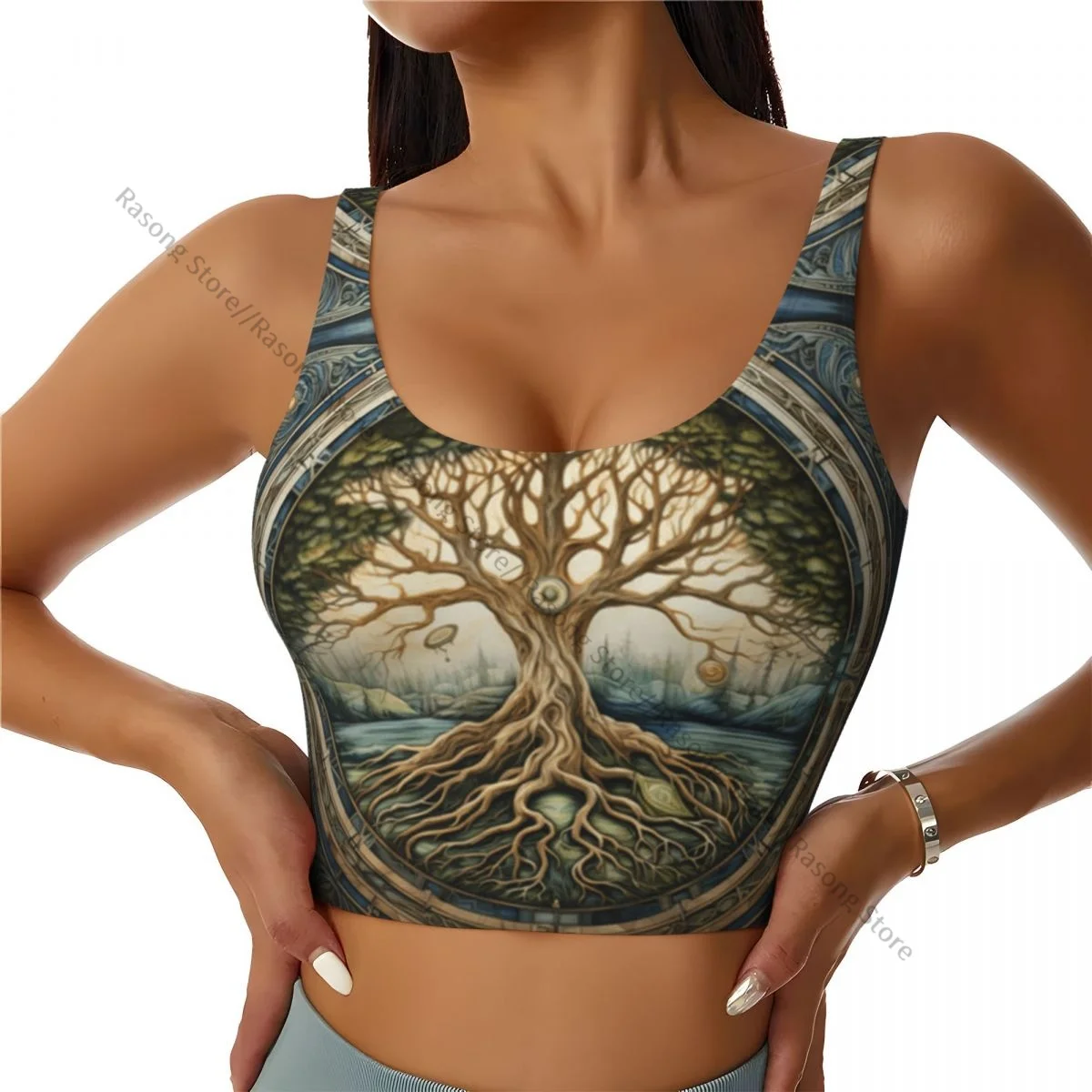 Yoga Vest Women Gym Sports Crop Tops Ancient Yggdrasil The Norse Tree Of Life Streetwear Workout Breathable Tank Top Female