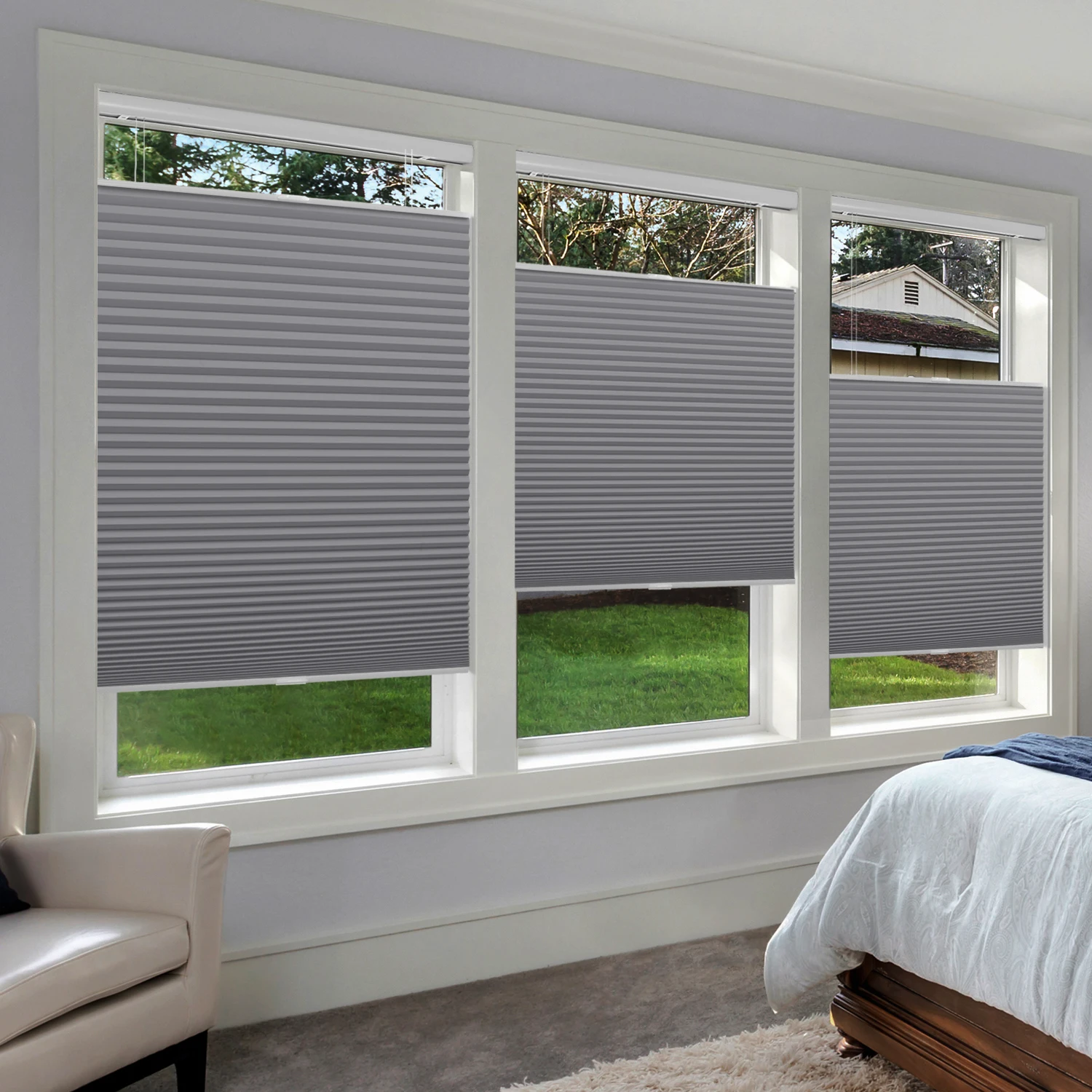 

Cordless Top Down Bottom Up 38mm Double Cell Blackout Cellular Shades, Thermal Insulated Honeycomb Blinds for Home Windows