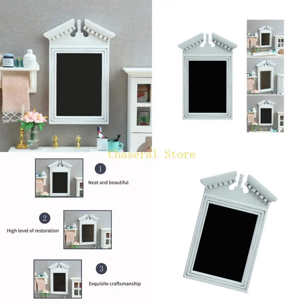 

E7CE Simulation White Mirror Model Figure With Fine Carving For Doll House Decoration