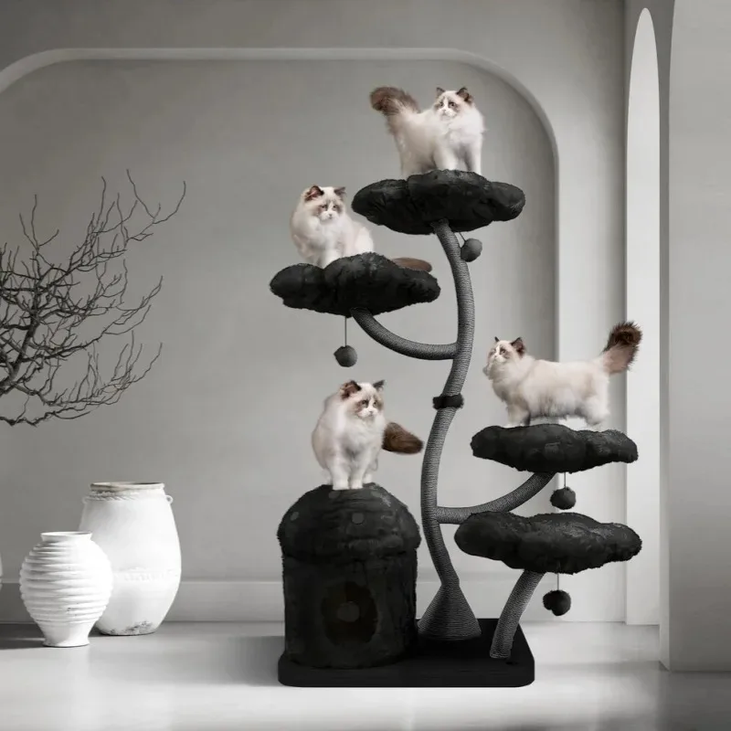 

Custom Large Floral Wooden Cat Tree House Stylish Modern Pet Scratcher with Iron Material Halloween and Christmas Cat Toys