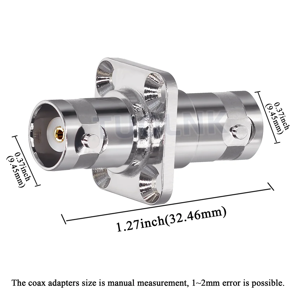 BNC Adapter BNC Female to BNC Jack Female Flange 4 Hole Panel Mount RF Coaxial Connector 2pcs